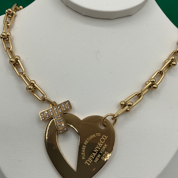 Tiffany style massive gold heart pendant - Picture 2 of 5